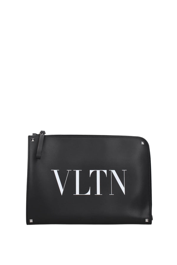 Clutch vltn Leather Black White