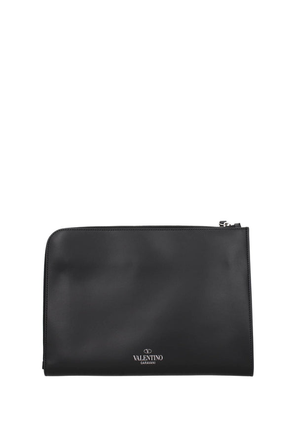 Clutch vltn Leather Black White
