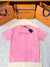 LV 25 Washed Powder Embroidery Round Neck T-shirt Pink Cotton