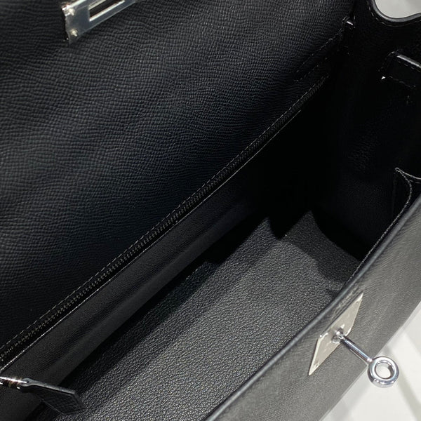 Hermes Black Epsom Leather Kelly 32 Top Handle Bag 249758