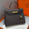 Hermes Kelly Bag Ebony Gold Epsom Leather