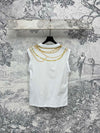 LV 25 Chain Round Neck Sleeveless T-shirt White Cotton