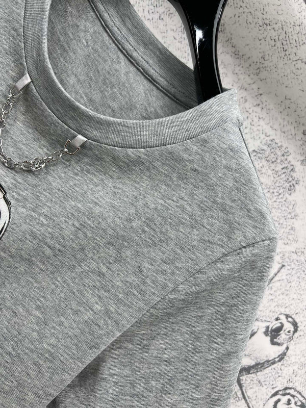 LV 25 RobotOn The Chest T-Shirt Grey Cotton