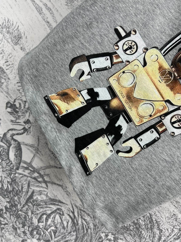 LV 25 RobotOn The Chest T-Shirt Grey Cotton