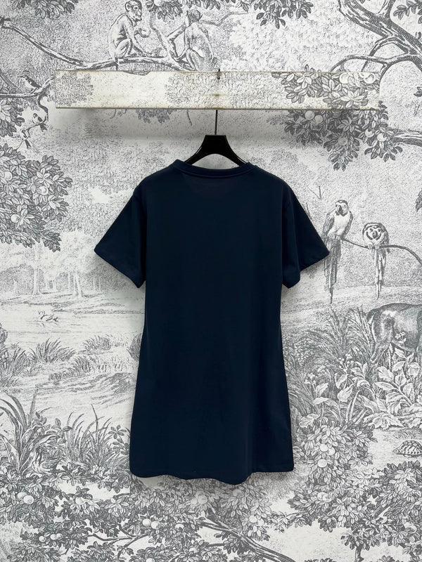 LV 25 Metal Zipper Decoration On The Left Shoulder T- Shirt Black Cotton