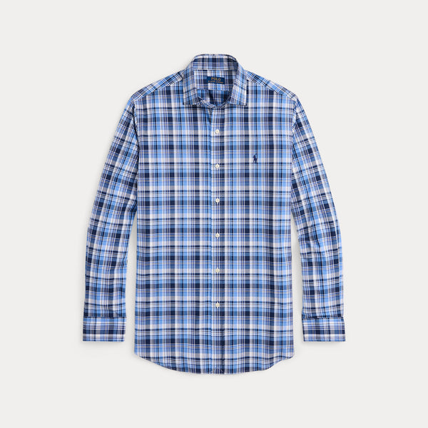 CUSTOM FIT PLAID STRETCH POPLIN SHIRT 