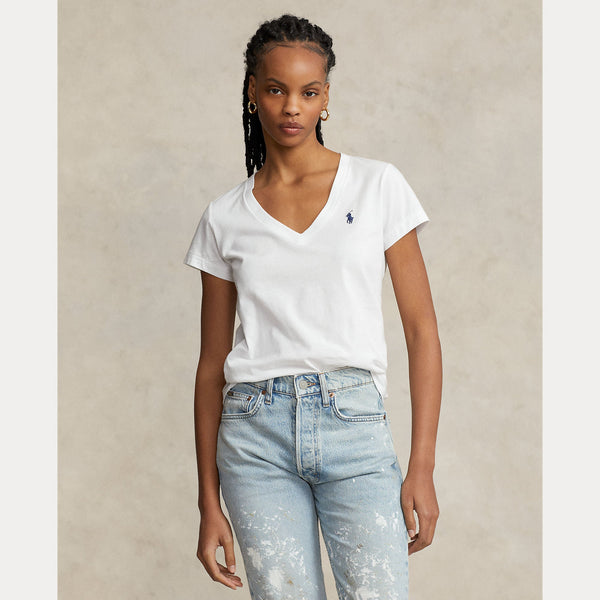 COTTON JERSEY V-NECK TEE 