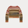 STRIPED LINEN-COTTON CROCHETED SWEATER 