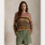 STRIPED LINEN-COTTON CROCHETED SWEATER 