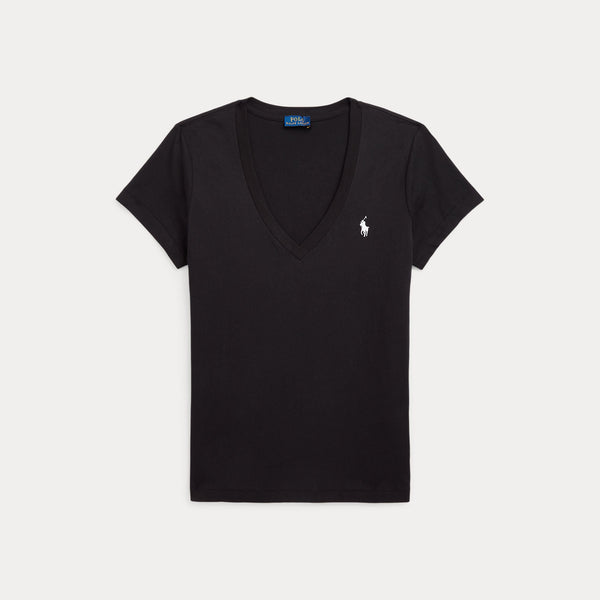COTTON JERSEY V-NECK TEE 