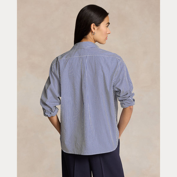 CROPPED BOXY STRIPED COTTON SHIRT 