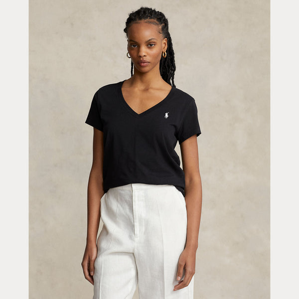 COTTON JERSEY V-NECK TEE 