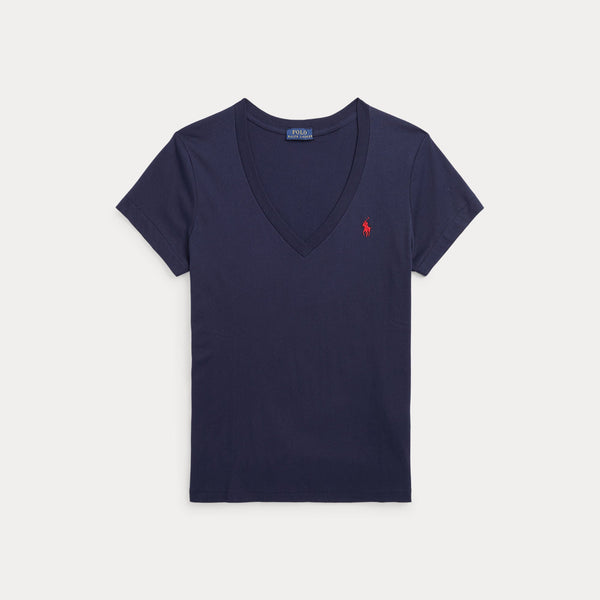 COTTON JERSEY V-NECK TEE 