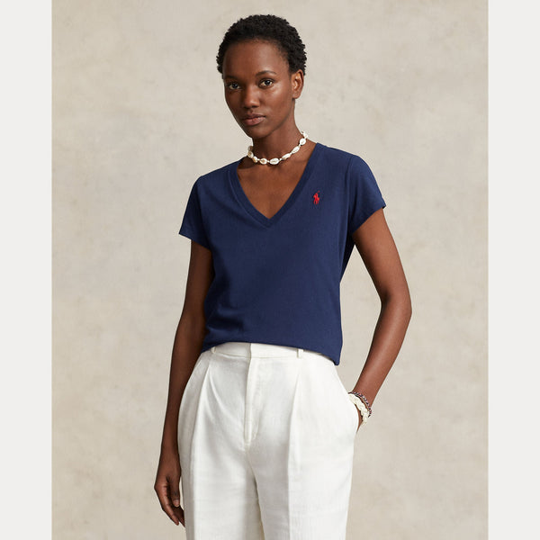 COTTON JERSEY V-NECK TEE 