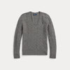 CABLE-KNIT WOOL-CASHMERE V-NECK SWEATER 