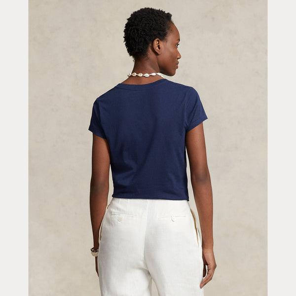 COTTON JERSEY V-NECK TEE 