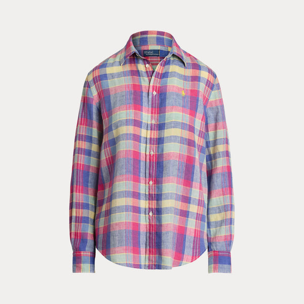 CLASSIC FIT PLAID LINEN SHIRT 