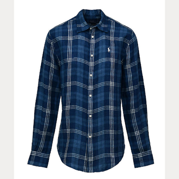 CLASSIC FIT PLAID LINEN SHIRT 