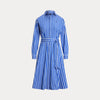 BELTED WIDE-STRIPE COTTON SHIRTDRESS 