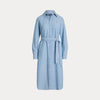 COTTON CHAMBRAY BELTED SHIRTDRESS 
