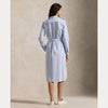 STRIPED COTTON OXFORD BELTED SHIRTDRESS 