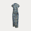 PRINT LINEN FAUX-WRAP DRESS 
