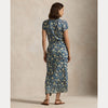 PRINT LINEN FAUX-WRAP DRESS 