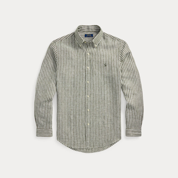 CUSTOM FIT STRIPED LINEN SHIRT 