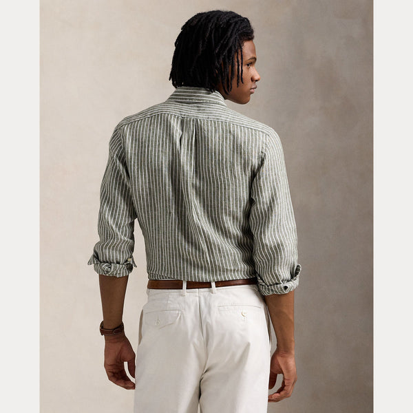 CUSTOM FIT STRIPED LINEN SHIRT 