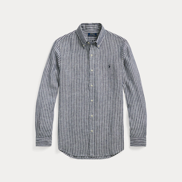 CUSTOM FIT STRIPED LINEN SHIRT 
