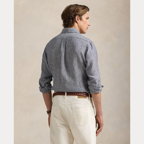 CUSTOM FIT STRIPED LINEN SHIRT 