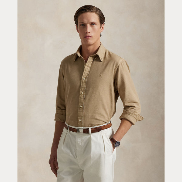 CUSTOM FIT GARMENT-DYED DOBBY SHIRT 
