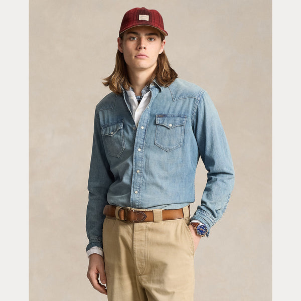 SLUB DENIM WESTERN SHIRT 