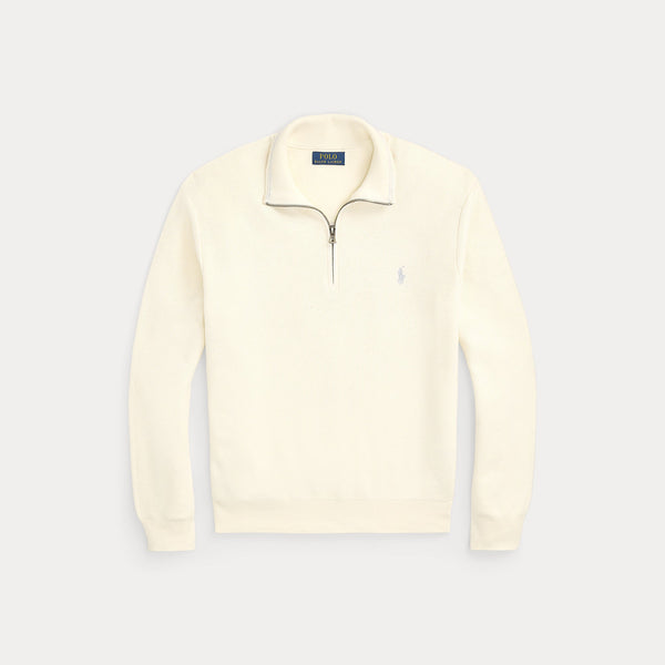 MESH-KNIT COTTON QUARTER-ZIP SWEATER 