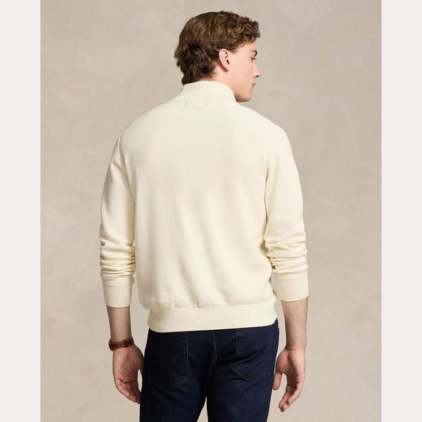 MESH-KNIT COTTON QUARTER-ZIP SWEATER 