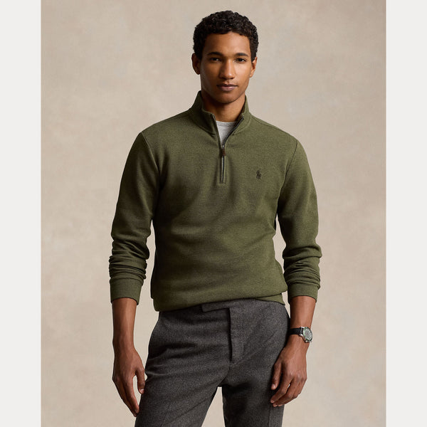 DOUBLE-KNIT MESH QUARTER-ZIP PULLOVER 
